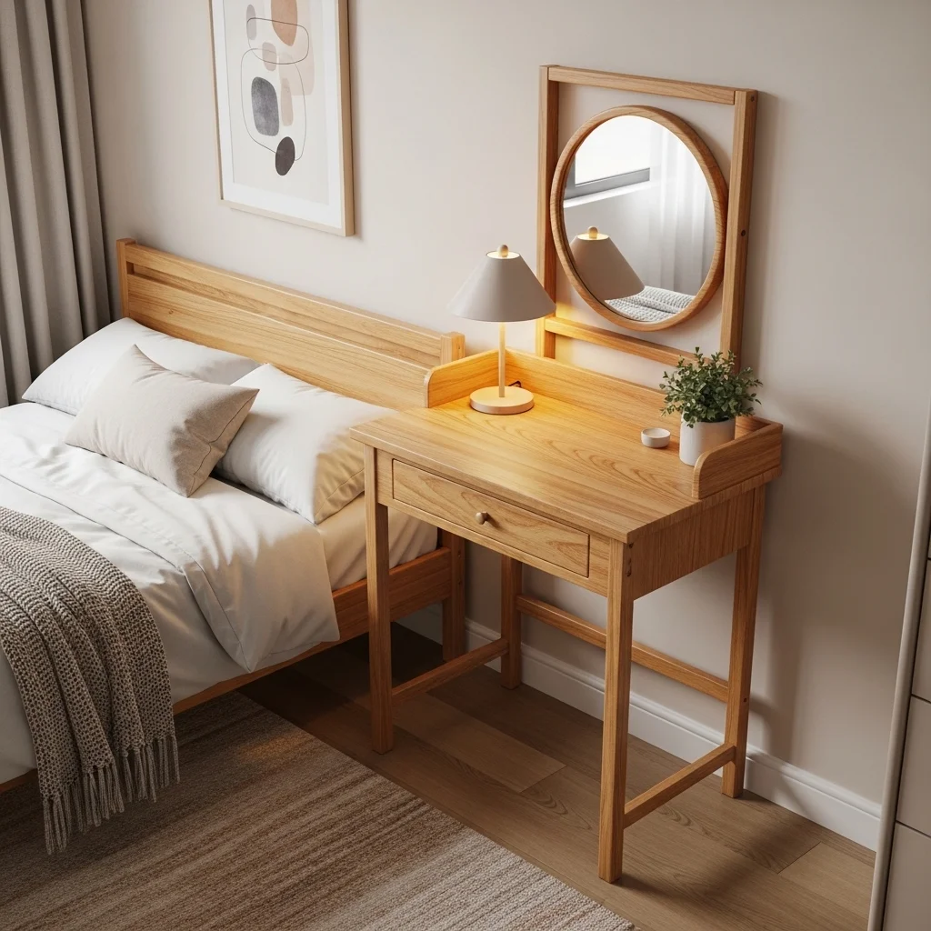 Compact Wooden Vanity for Warmth