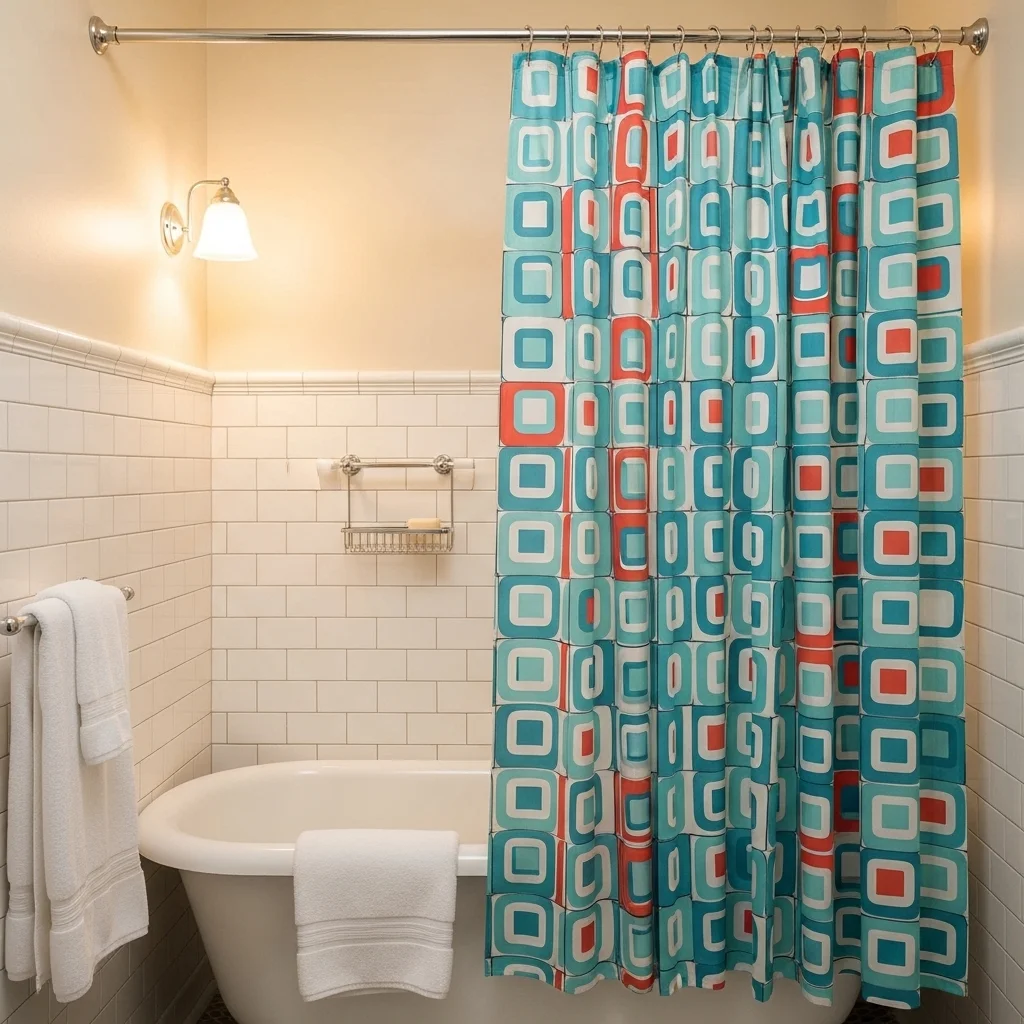 Add a Retro-Style Shower Curtain