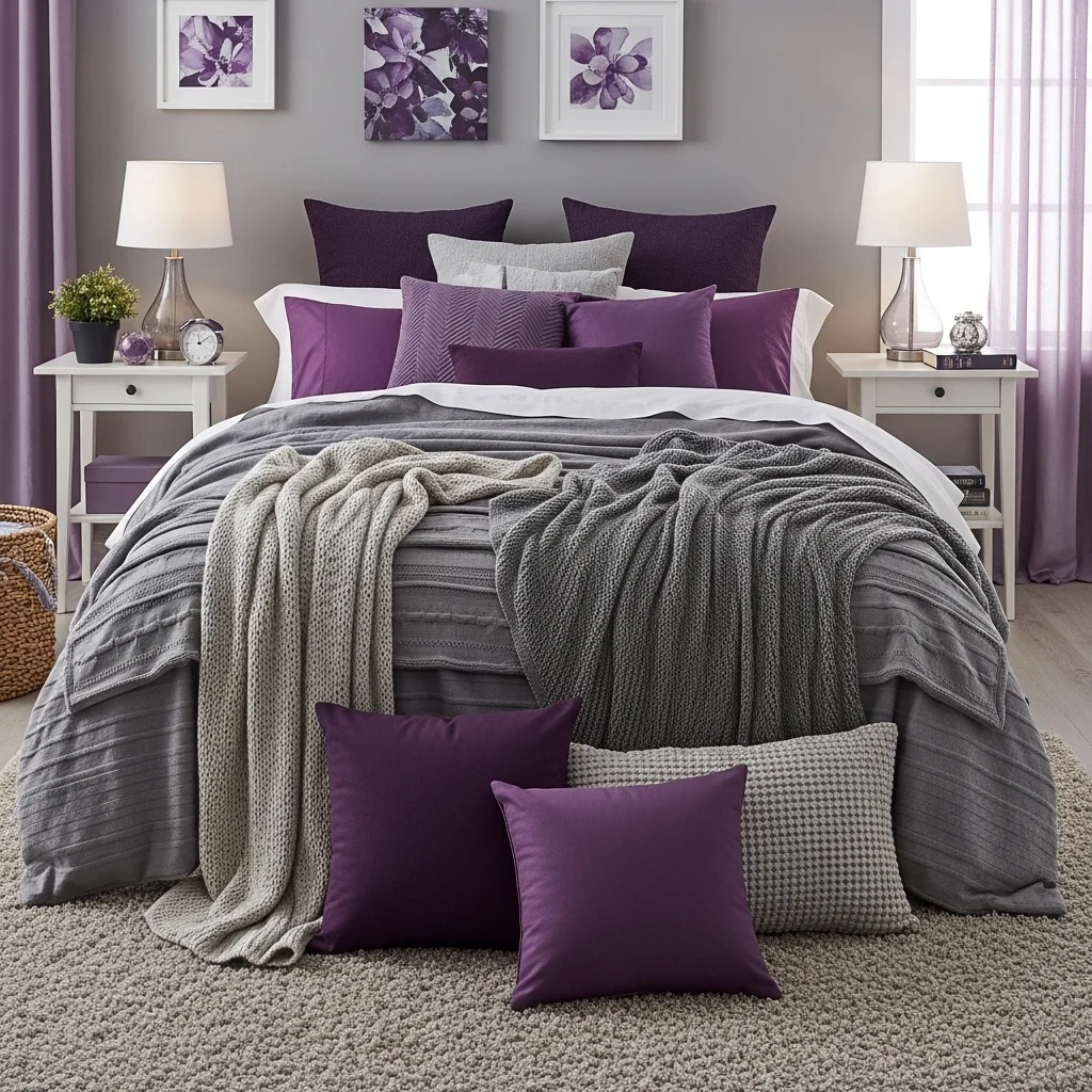Cozy Purple Gray Bedroom