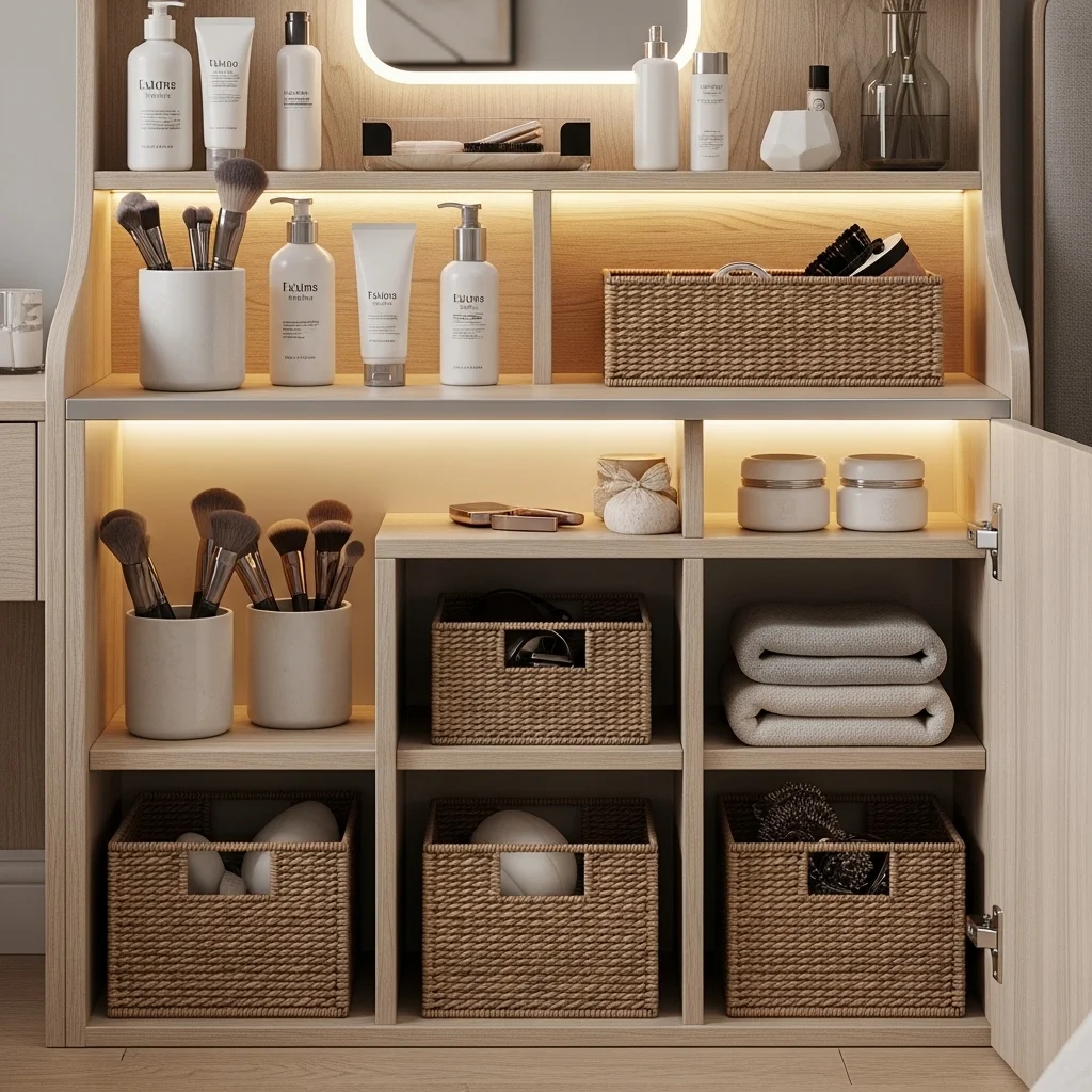 Vanity with Open Storage Design 
