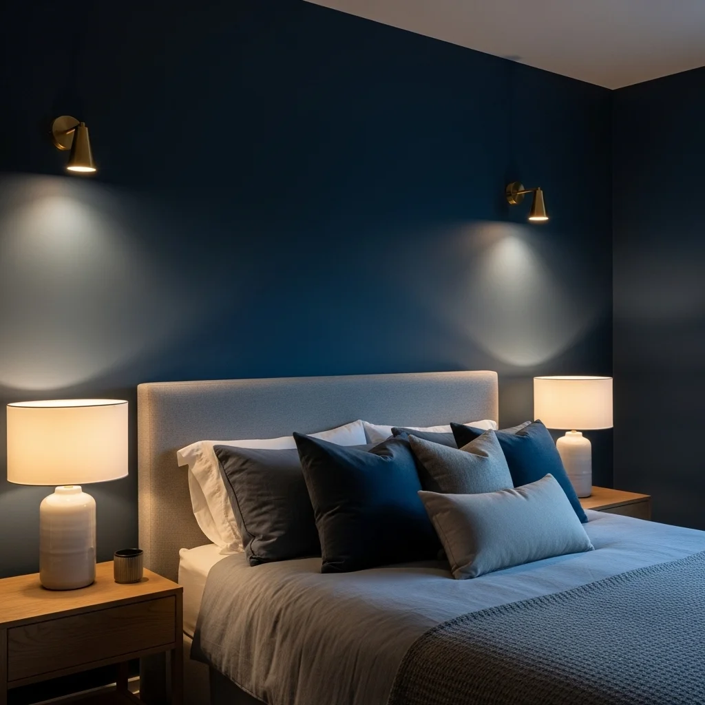 Soft Lighting with Dark Blue Walls