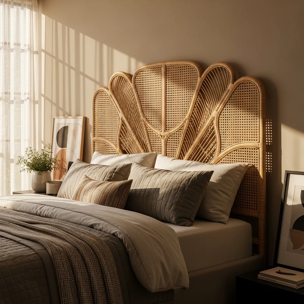 Custom Designed Rattan Headboard