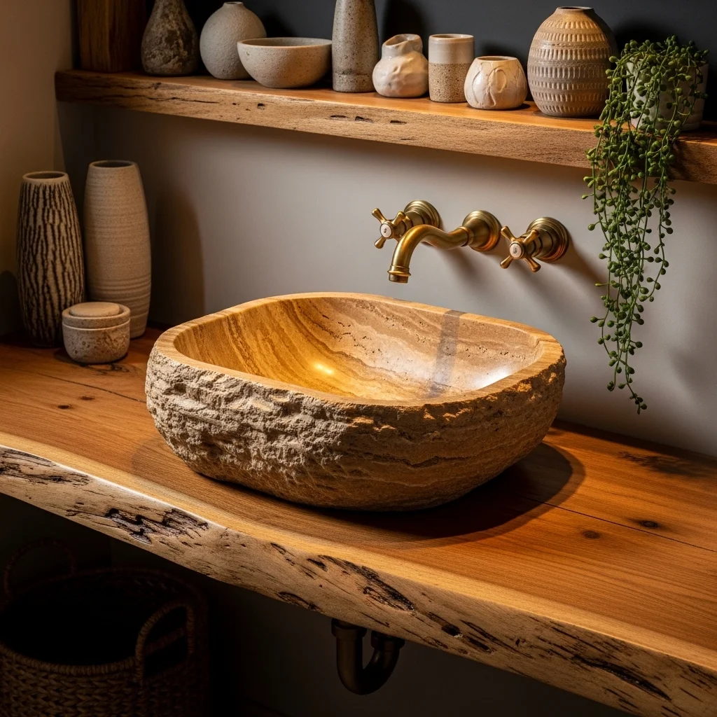 Incorporate a Stone Basin or Vessel Sink