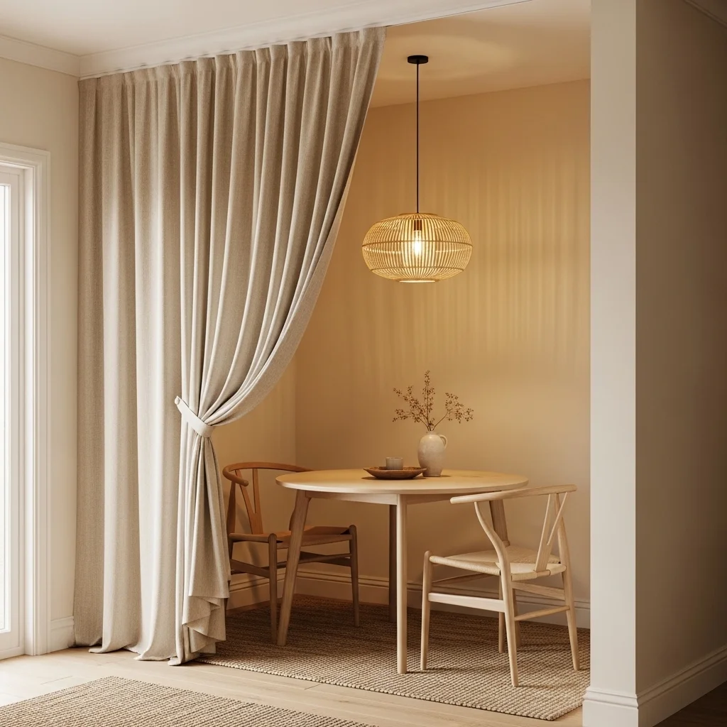 Linen Curtain Divider for Corner Privacy 