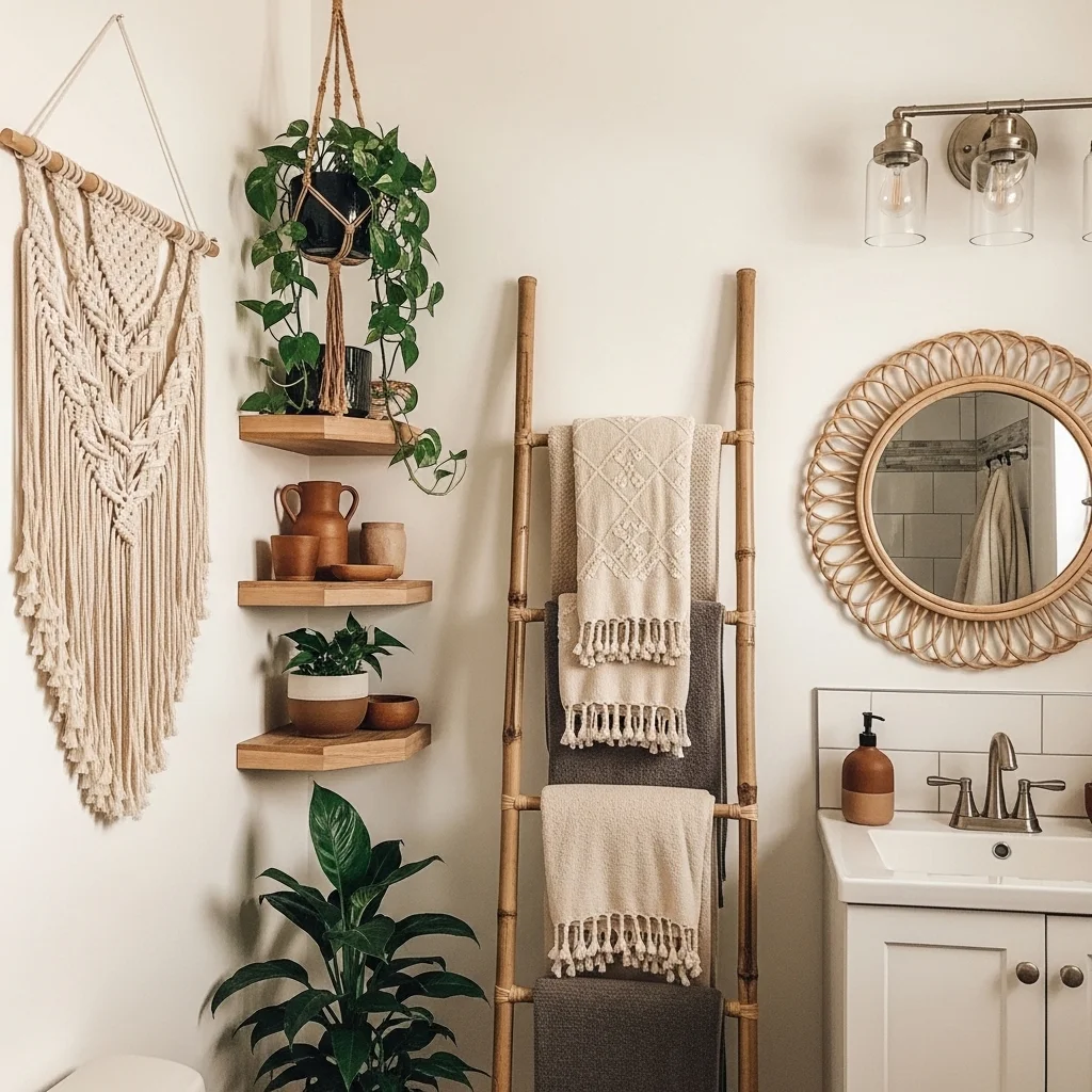 Create a Small Boho Bathroom with Vertical Styling