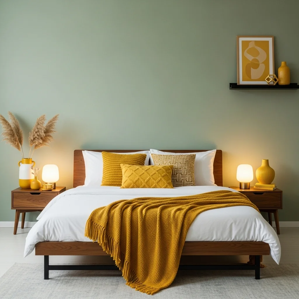  Sage Green with Mustard Accents