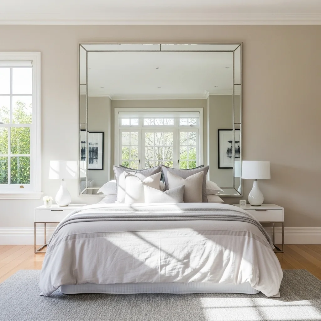 Large Mirror Behind the Bed