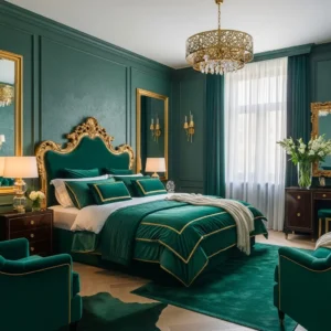 Emerald Green Luxury Layered Bedroom