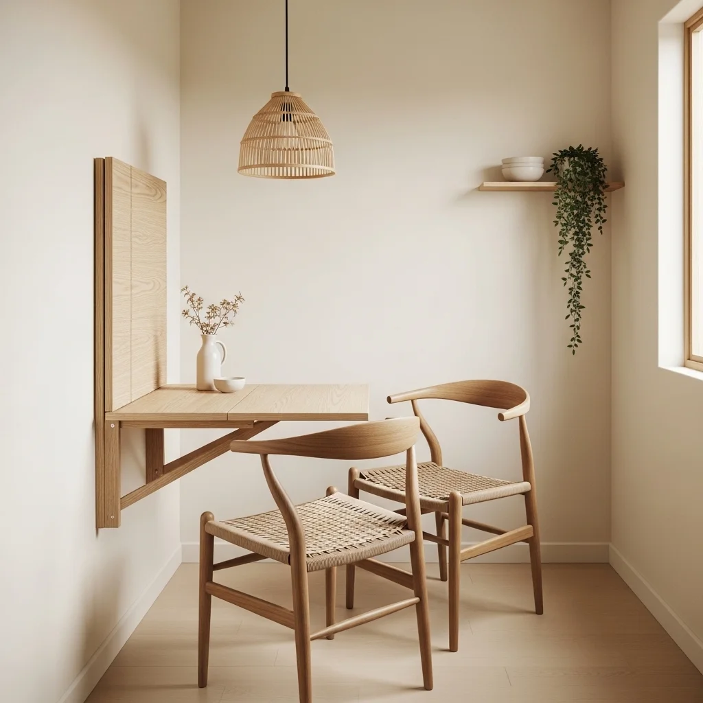 Wall-Mounted Foldable Table for Micro Dining Corners 