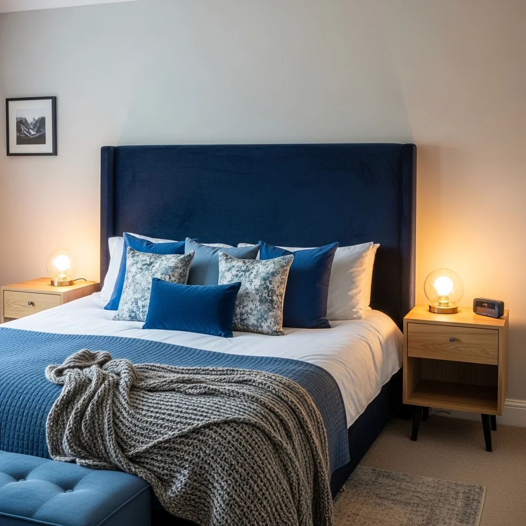 Velvet Blue Headboard