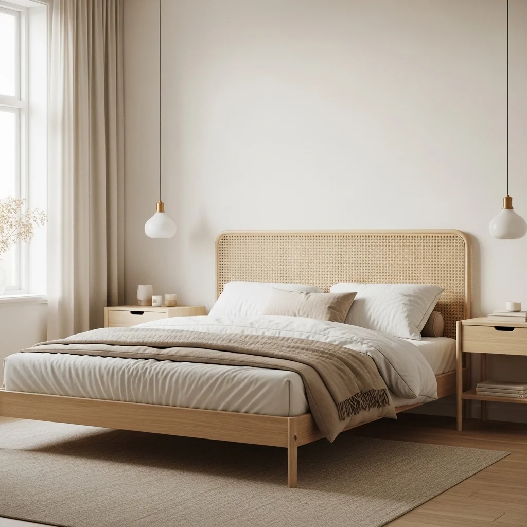 Minimalist Rattan Headboard