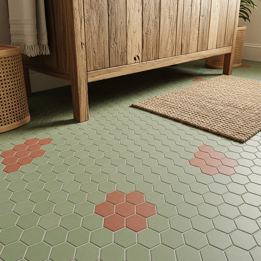 Add Hexagonal Mosaic Tiles for Floor Interest