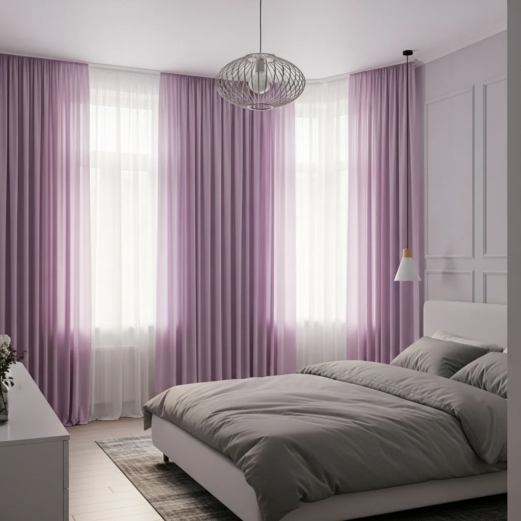 Lilac Curtains with Gray Decor