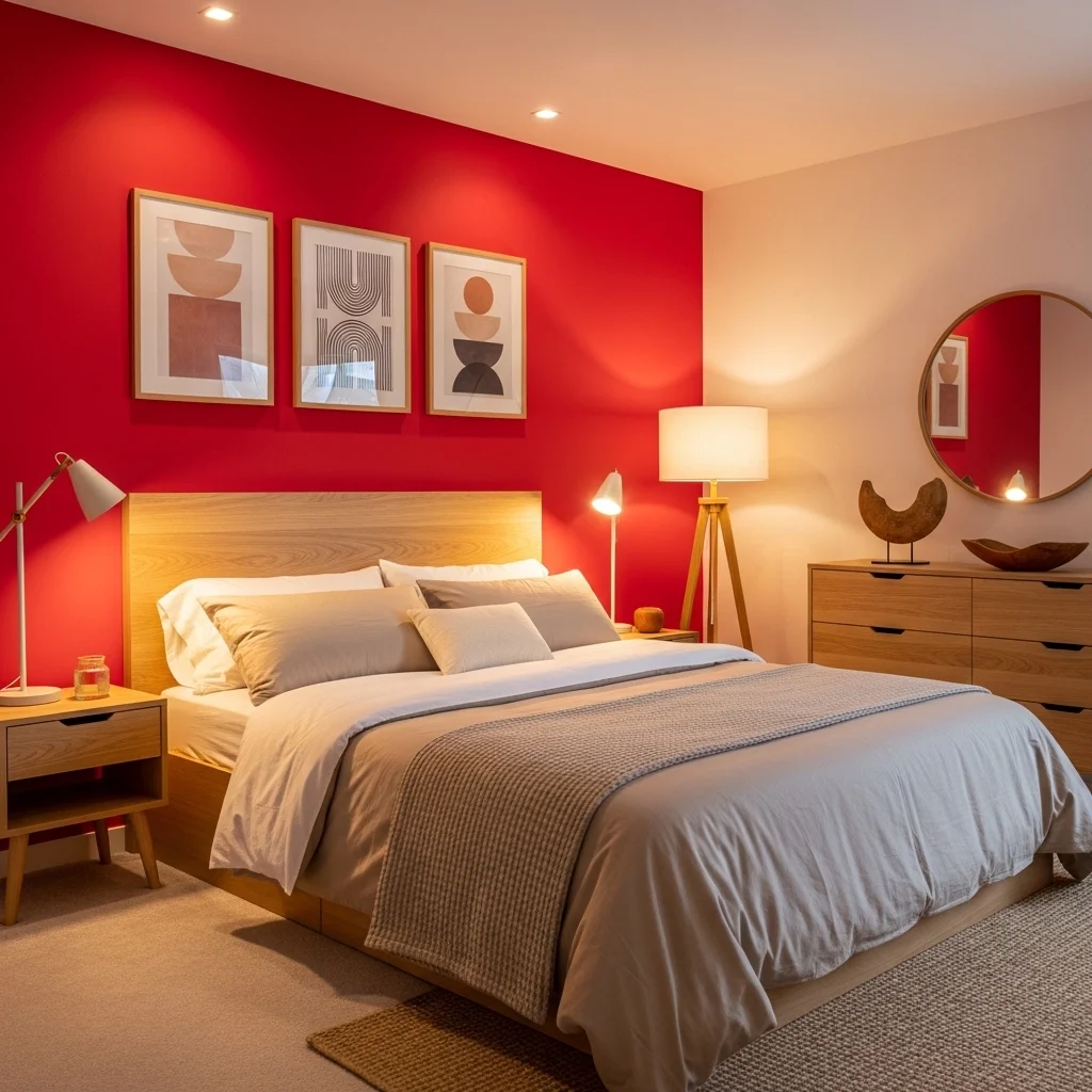 Cherry Red Accent Wall