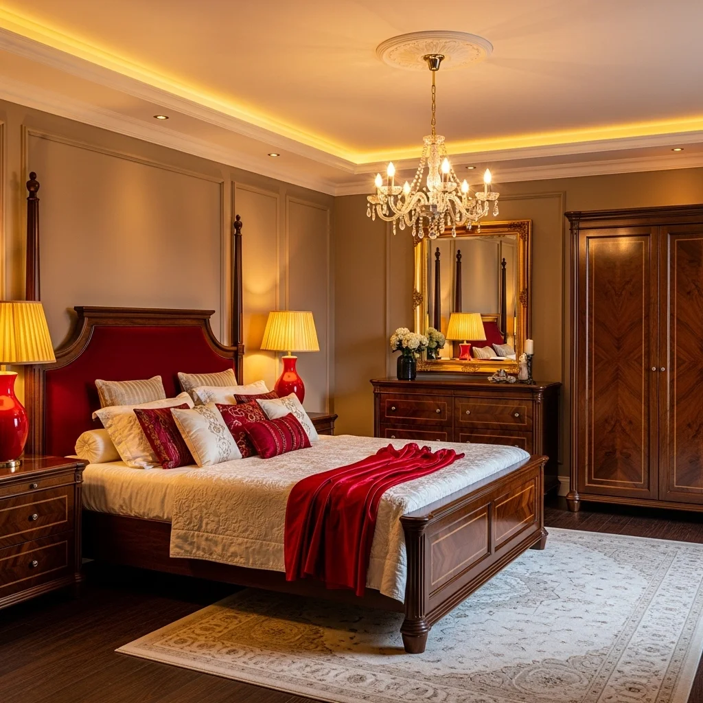 Dark Wood and Cherry Red Combination