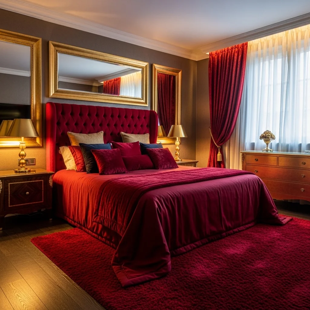 Red and Gold Luxury Bedroom