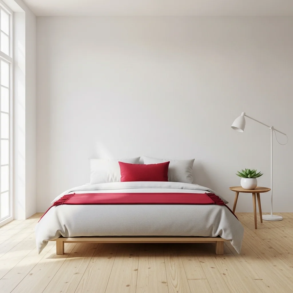 Minimalist Cherry Red Bedroom