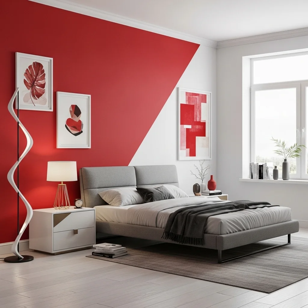 Cherry Red Color-Blocking Walls