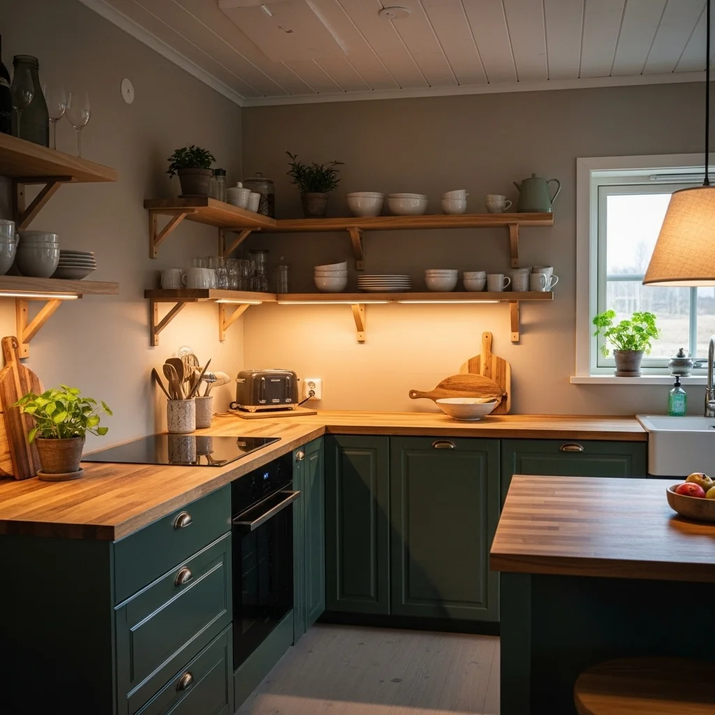 Dark Green and Wood Combination 