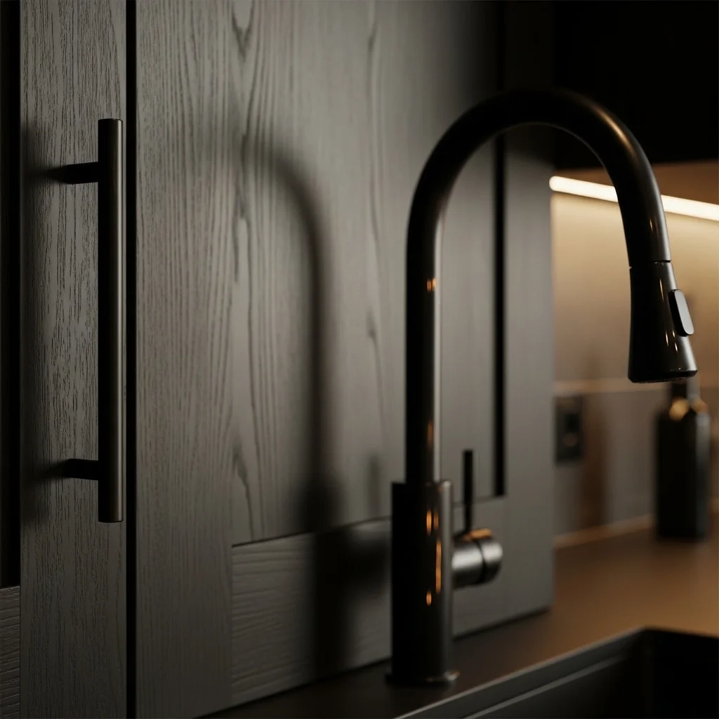 Matte Black Hardware for a Modern Edge