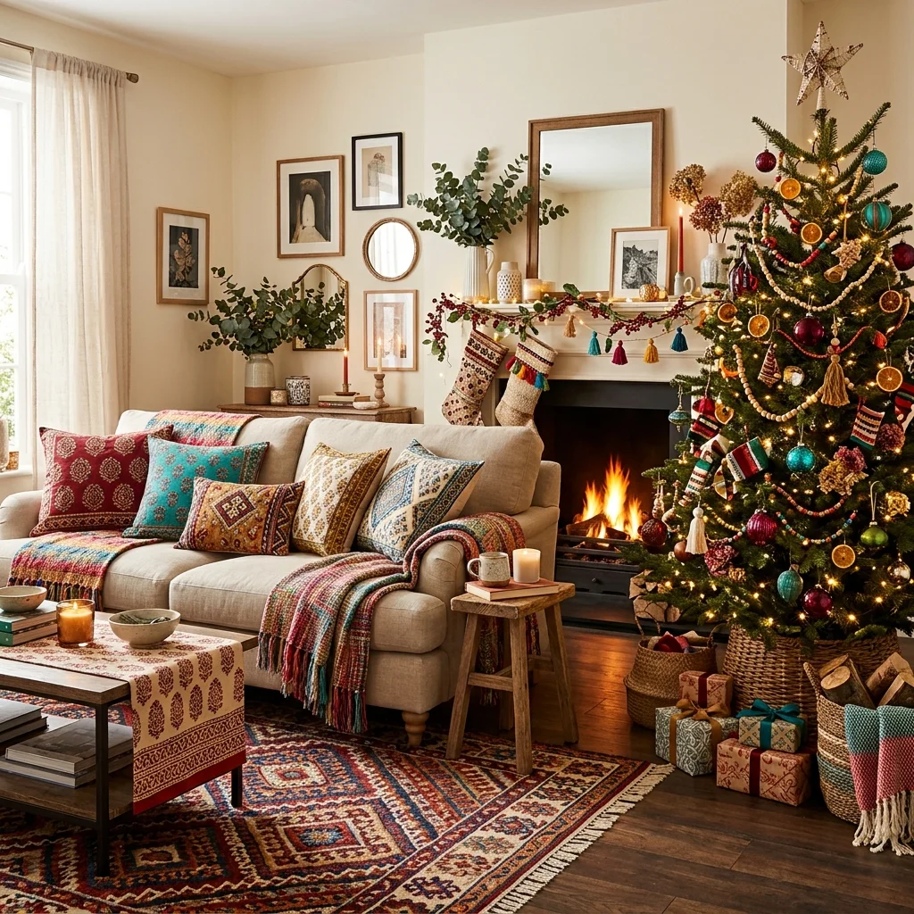 Mixing Global Patterns for a Unique Boho Christmas Decor 