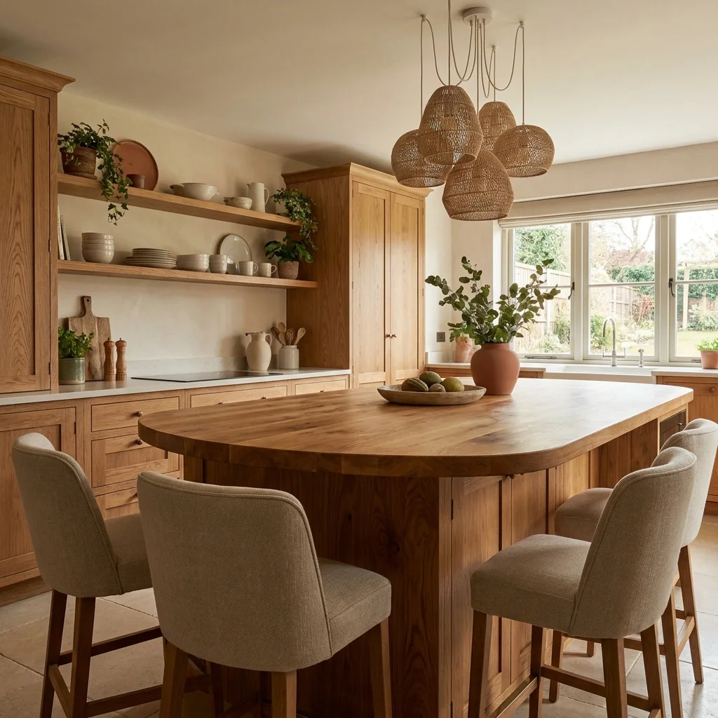 Curved Butcher Block Island 