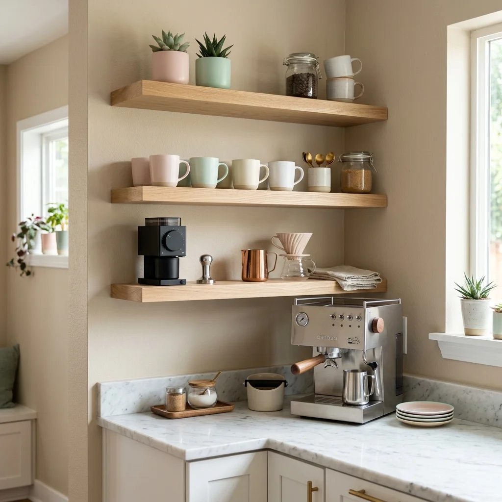 Floating Shelves Coffee Bar 