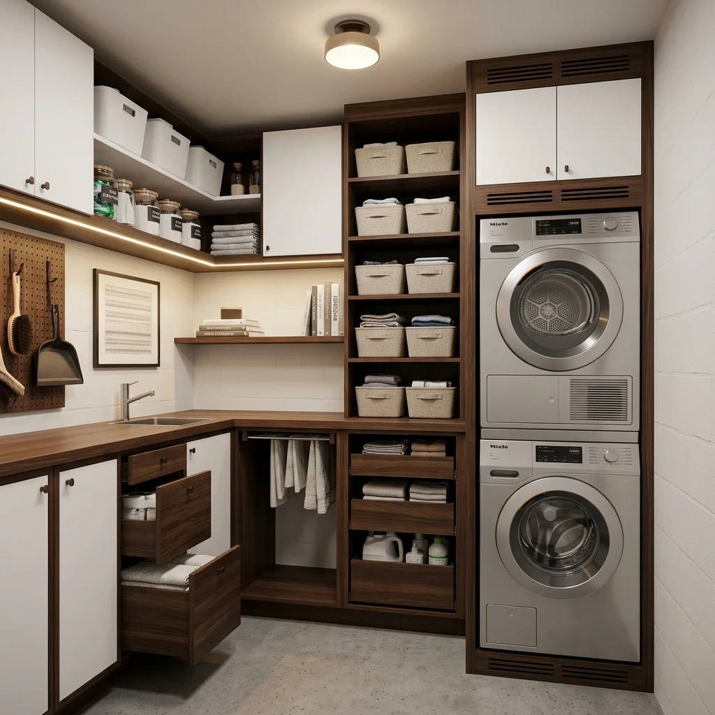 Incorporating Vertical Storage in Modern Laundry Room Ideas 