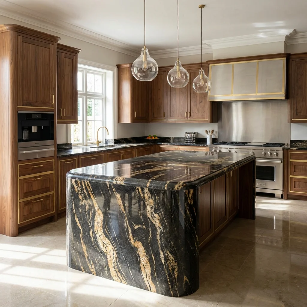  Curved Granite Island 