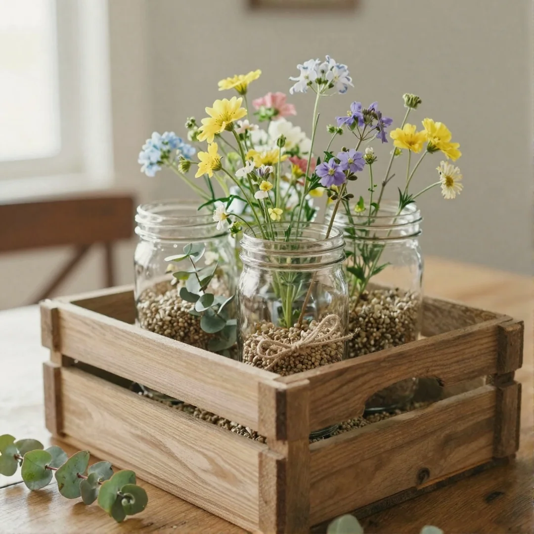 Mason Jar Centerpiece - rustic spring decor