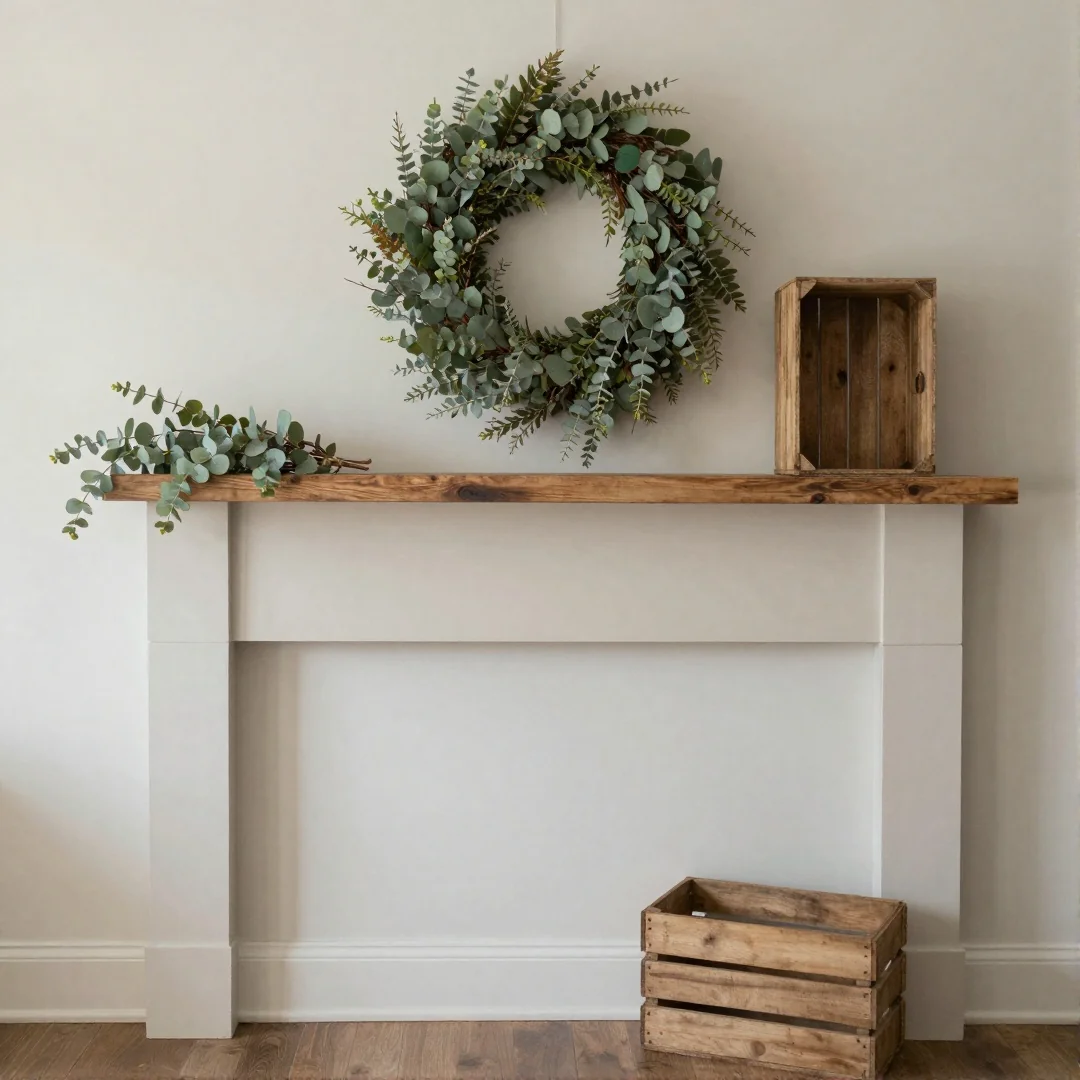 Rustic Spring Mantel - rustic spring decor