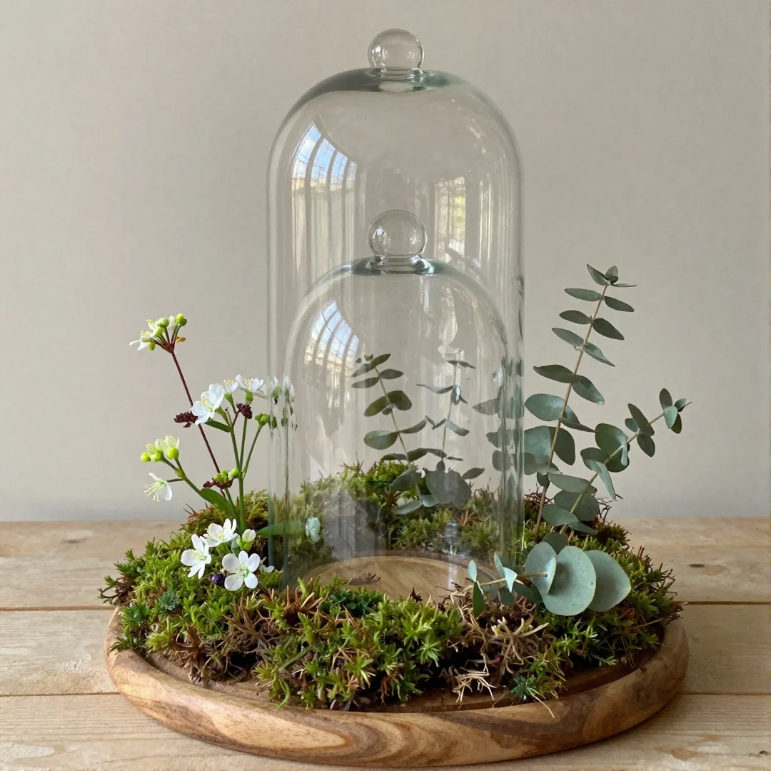 Tiered Cloche Display - rustic spring decor