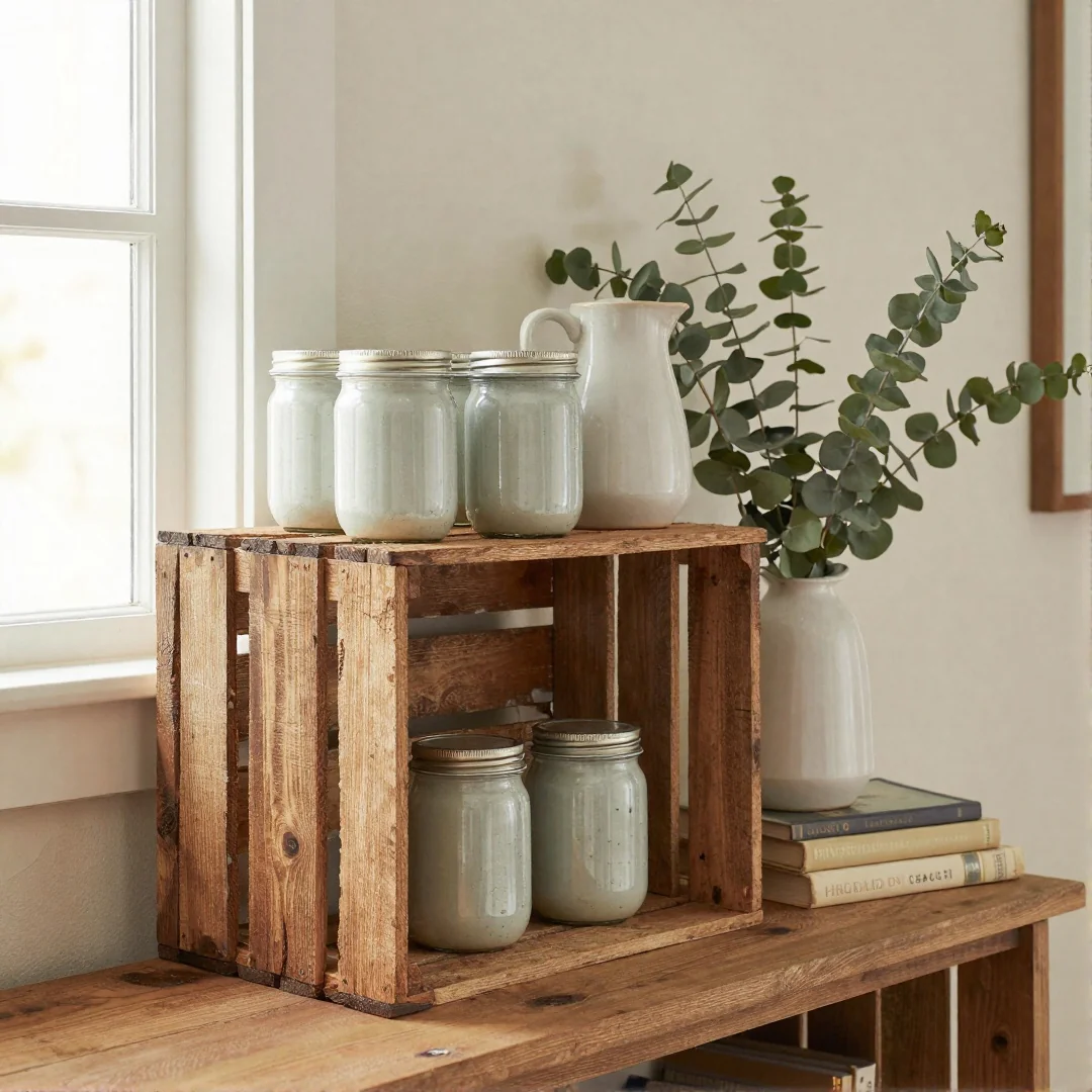 Wooden Crate Display - rustic spring decor