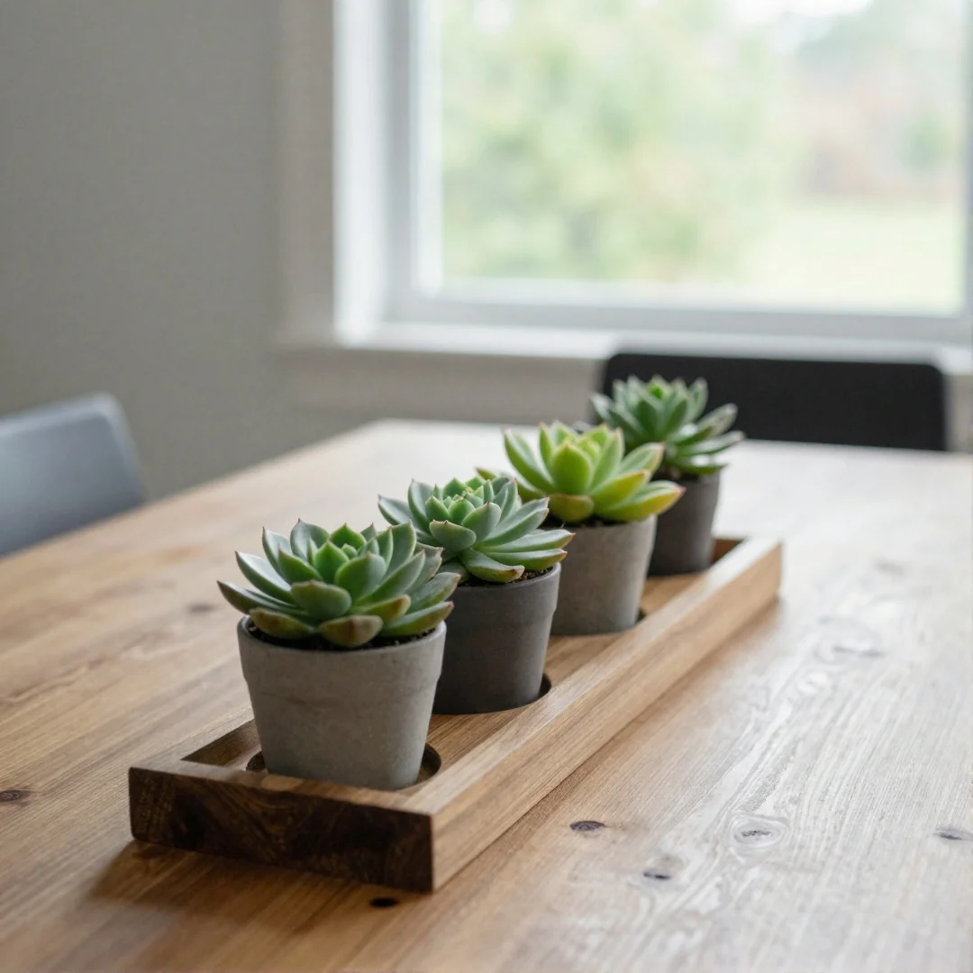 Mini Succulent Row - spring centerpiece ideas