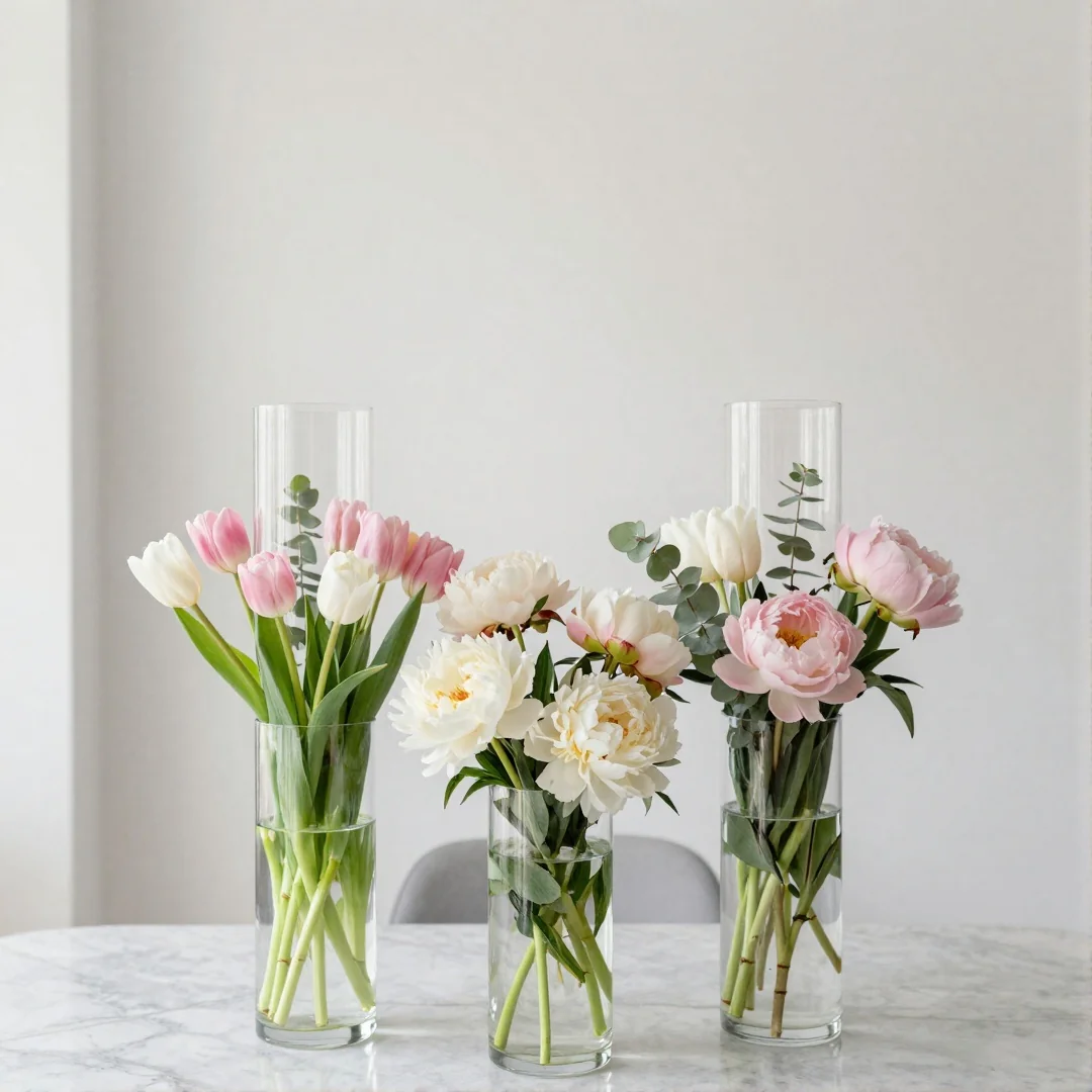 Tall Cylinder Vases - spring centerpiece ideas