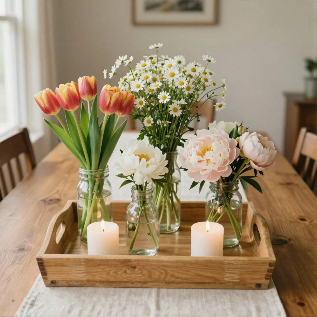 Tray and Runner - spring centerpiece ideas
