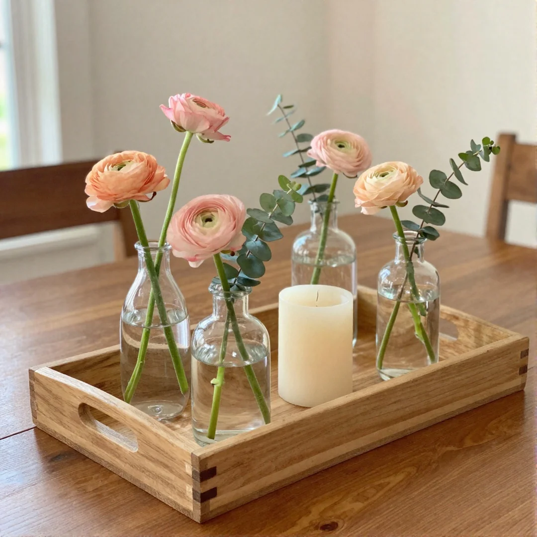 Wooden Tray Mix - spring centerpiece ideas