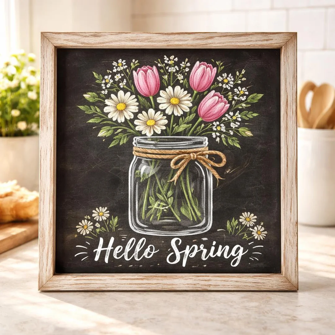Farmhouse Mason Jar - spring chalkboard ideas
