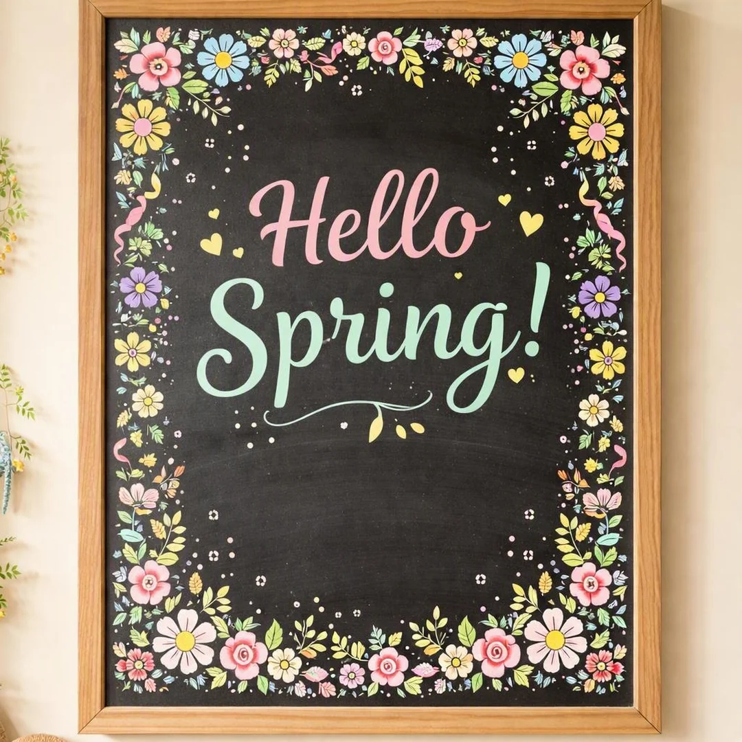 Floral Garland Border - spring chalkboard ideas
