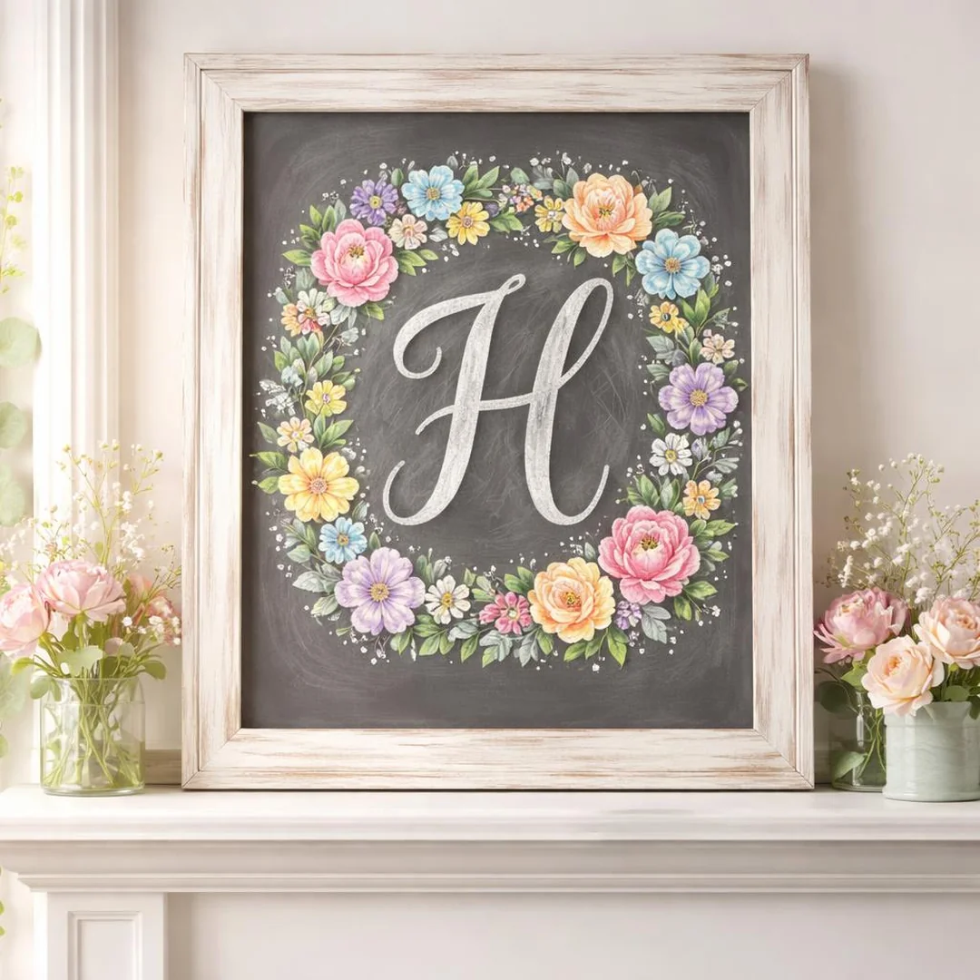 Floral Monogram - spring chalkboard ideas