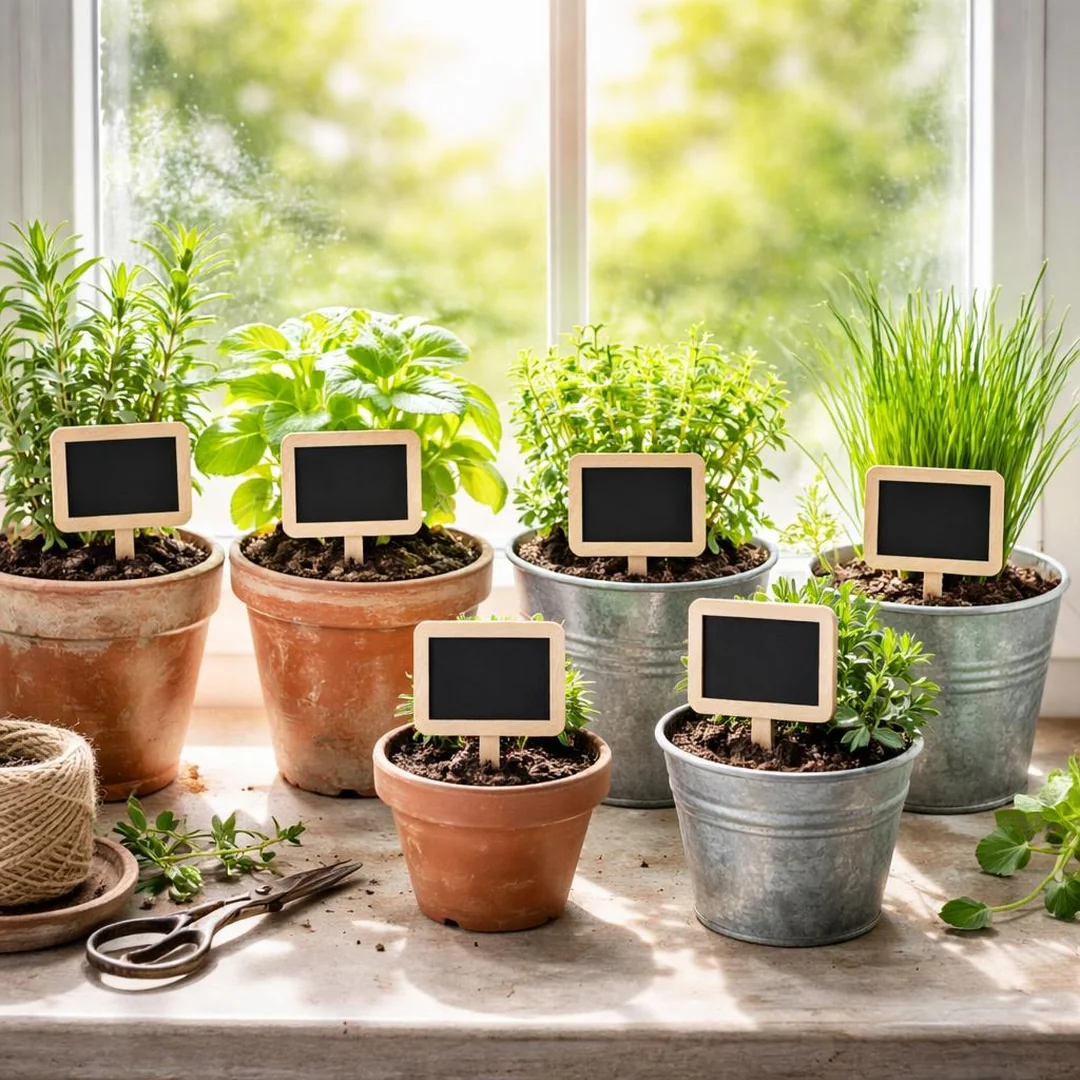 Potted Herb Labels - spring chalkboard ideas