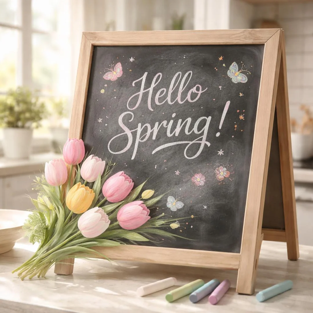 Simple Tulip Cluster - spring chalkboard ideas