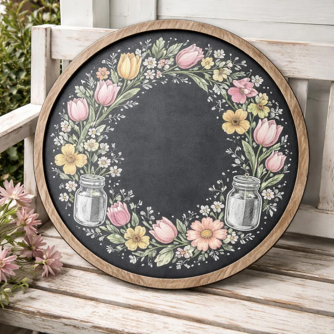 Spring Chalkboard Wreath - spring chalkboard ideas