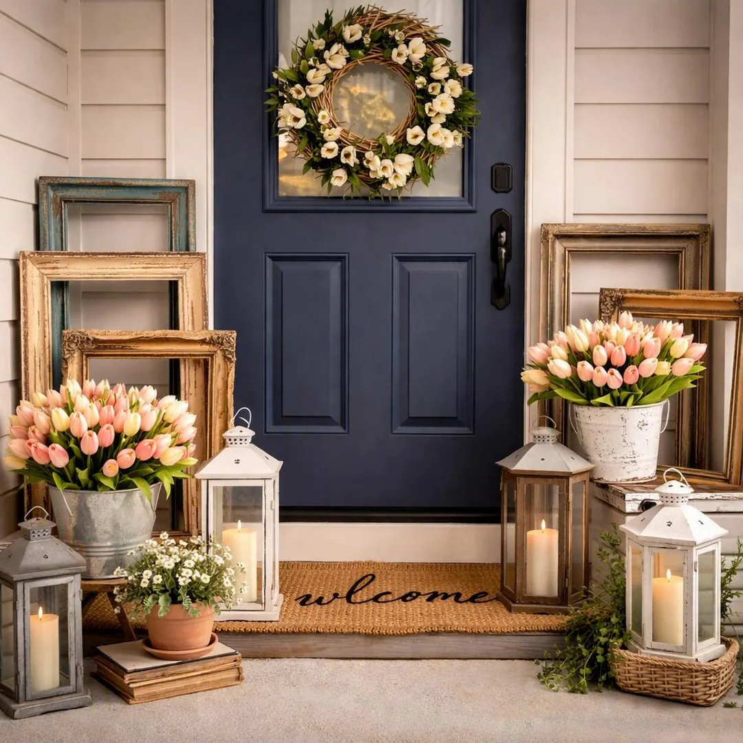 Budget Thrifted Look - spring front door decor