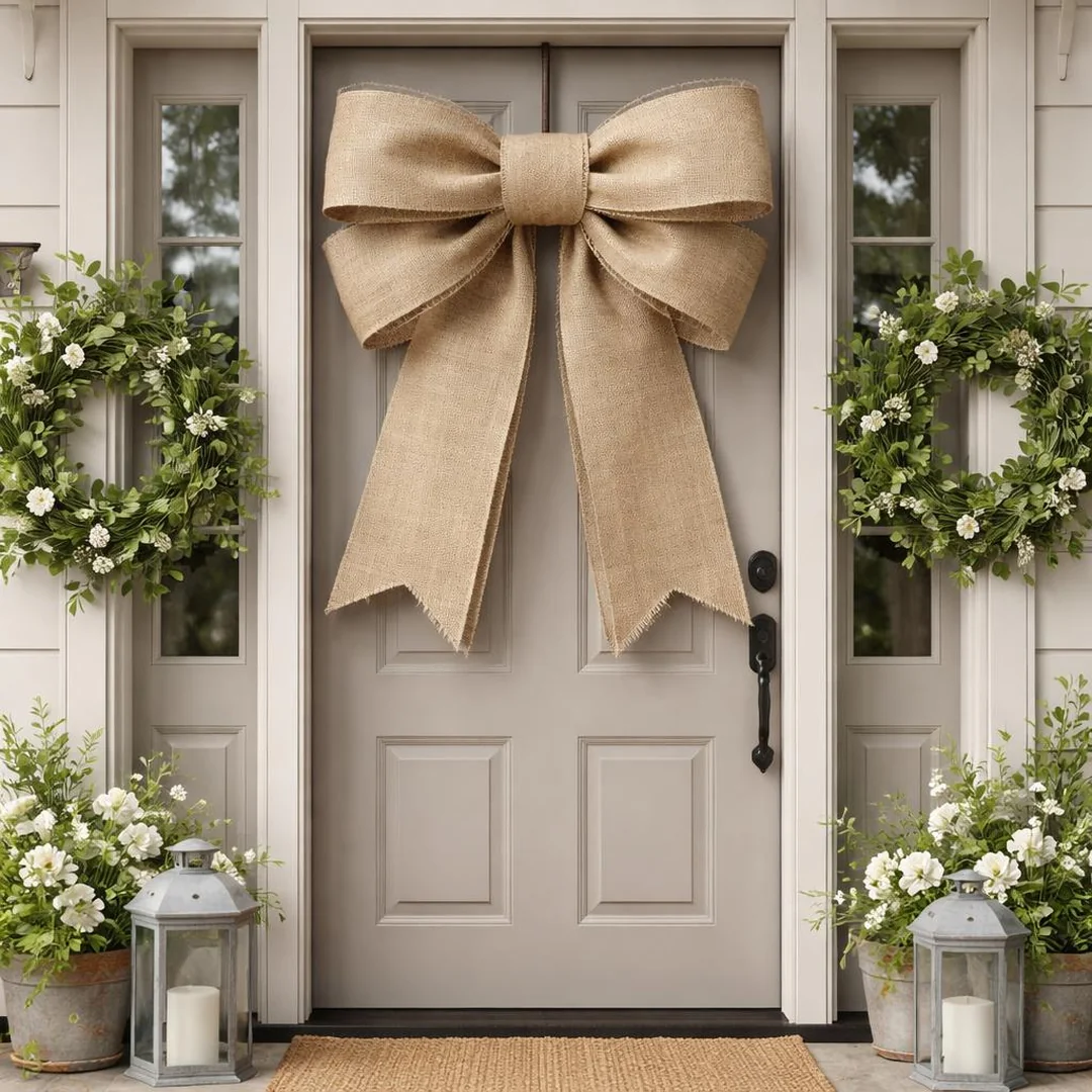 Burlap Bow Accent - spring front door decor
