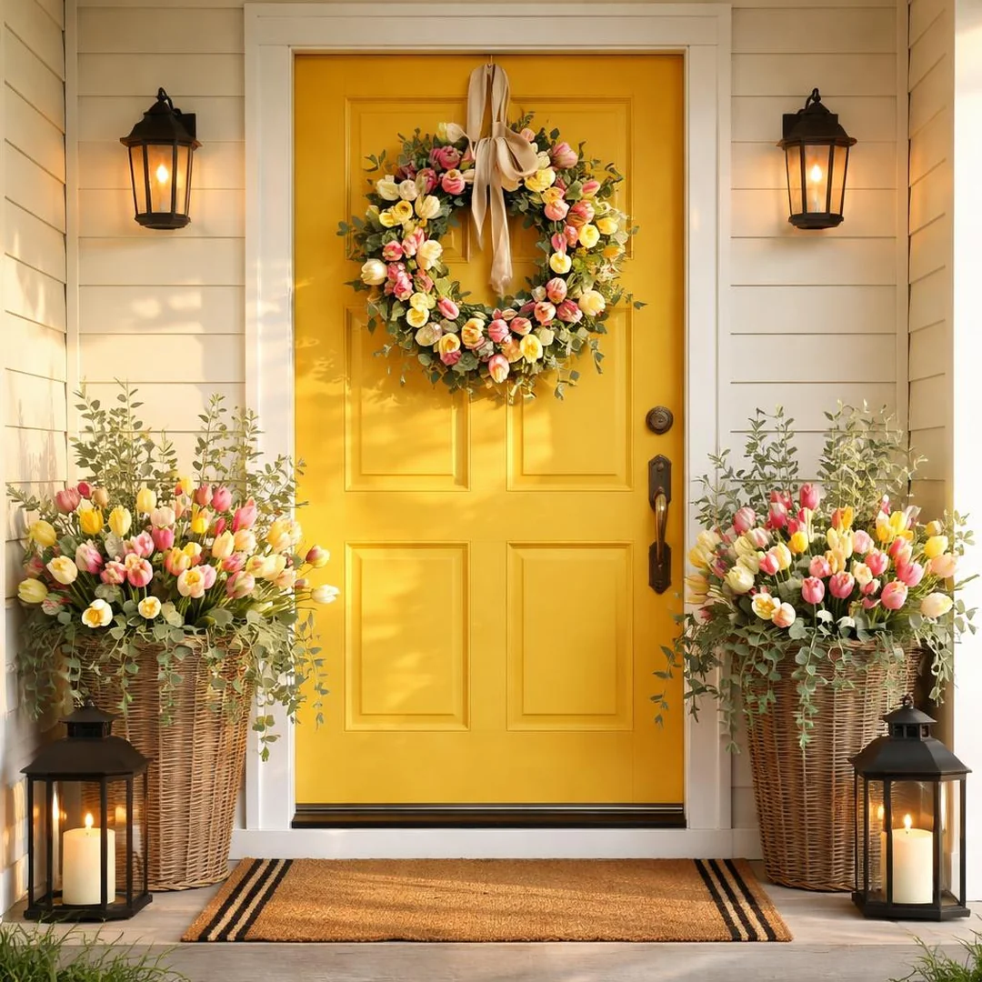 Door Color Pairing - spring front door decor