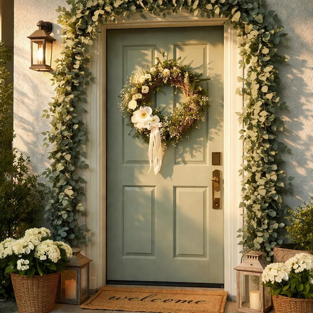 Eucalyptus Garland Accent - spring front door decor