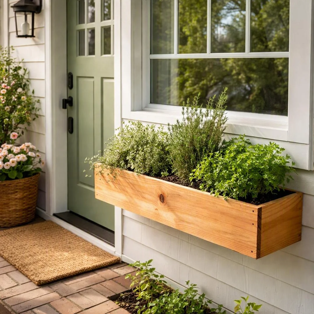 Herb Window Box - spring front door decor