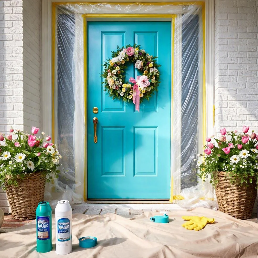 Spray-Painted Door Makeover - spring front door decor