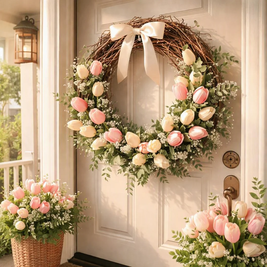 Spring Front Door Wreath - spring front door decor